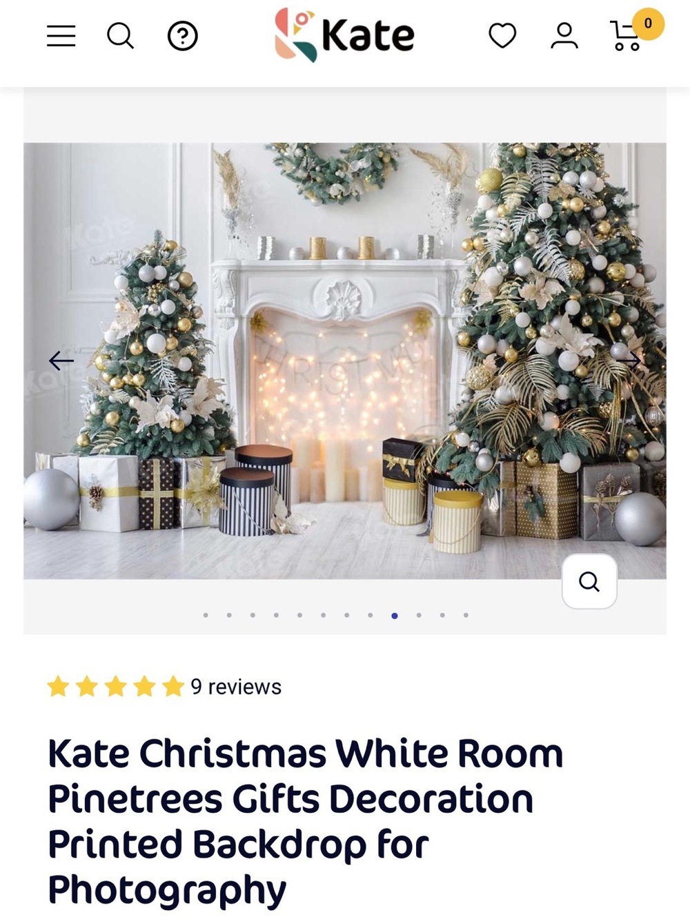Kate Photography Backdrop | Christmas White Room Green/Gold | 10’x6.5’ |